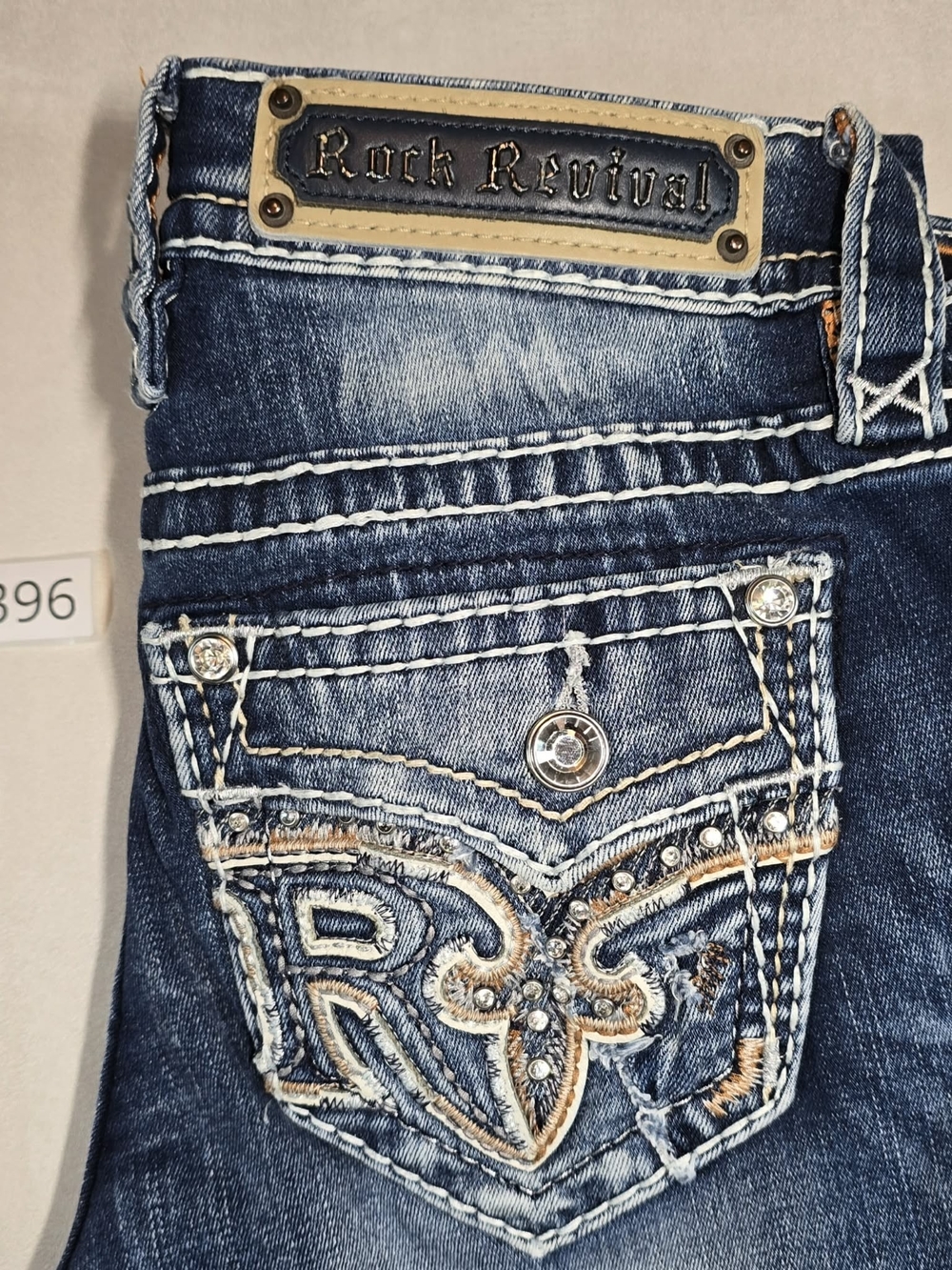 Rock Revival Women's Blue Embellished Denim Jeans Sundee Boot Size 25